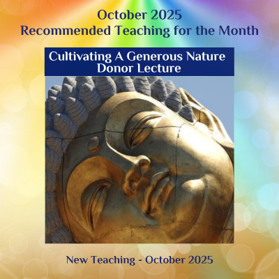 Promotional image for a lecture on cultivating a generous nature donor, featuring a statue with a colorful background.