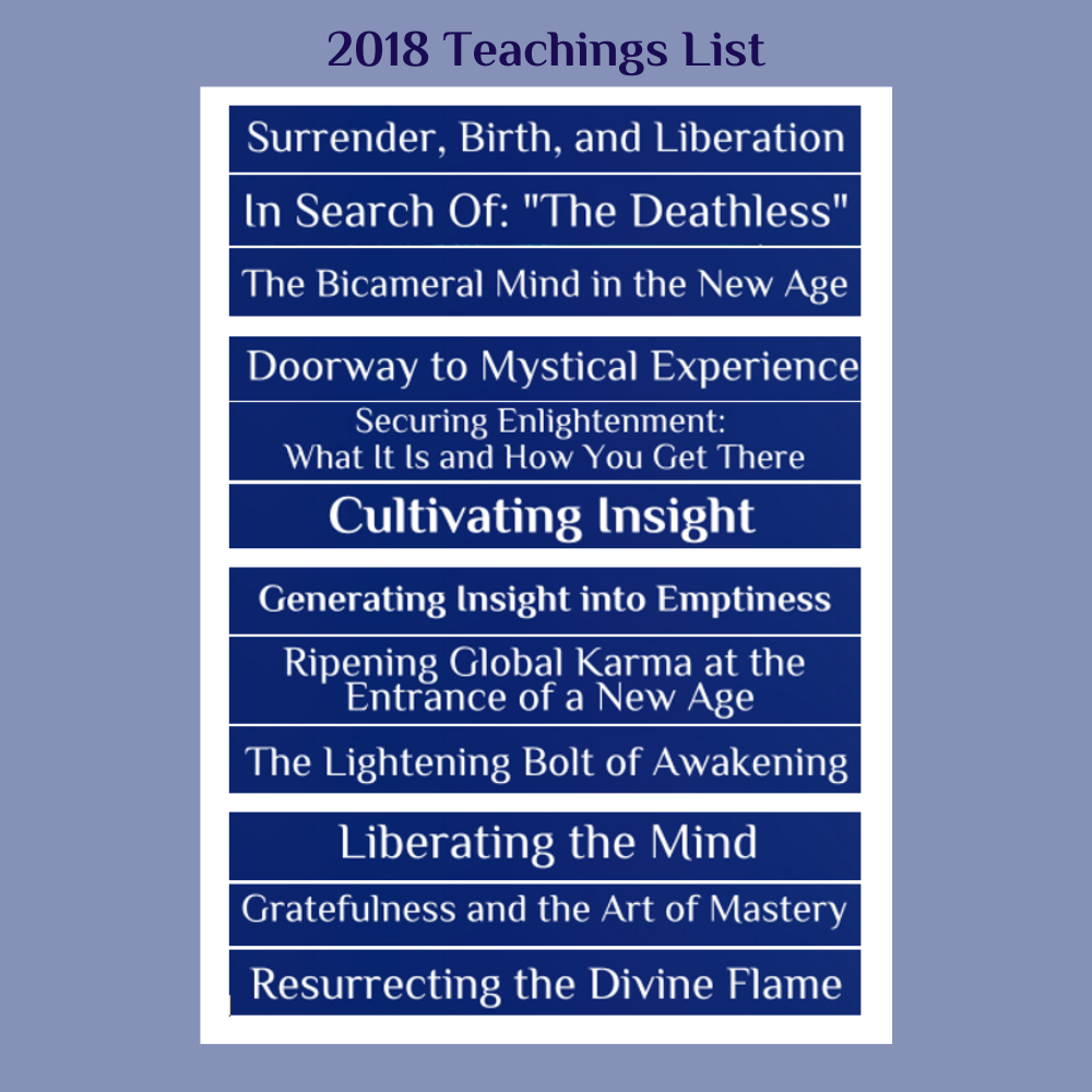 Teachings Published in 2018